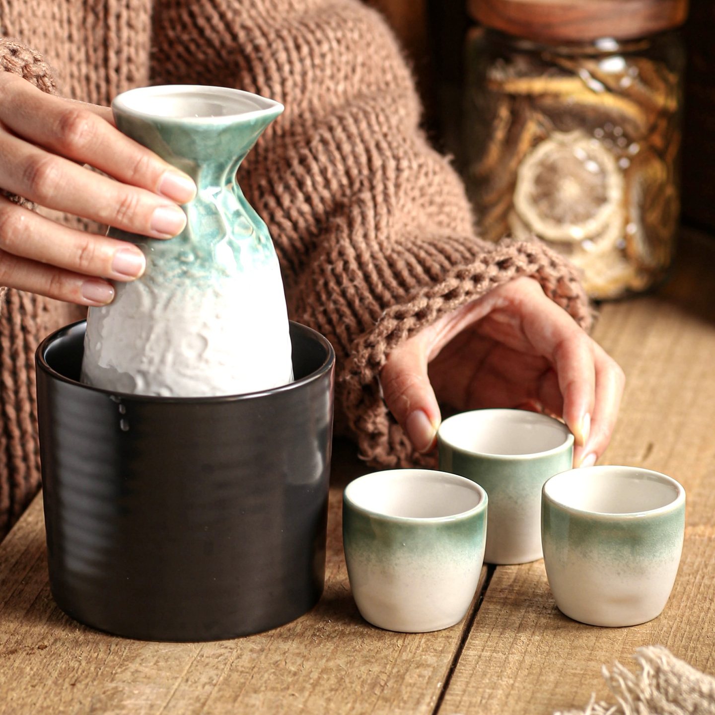 白酒杯套装二两小酒瓶陶瓷酒盅暖酒壶托盘清酒酒具饭店专用分酒器,淘宝优惠券,粉丝福利购,淘宝优惠卷