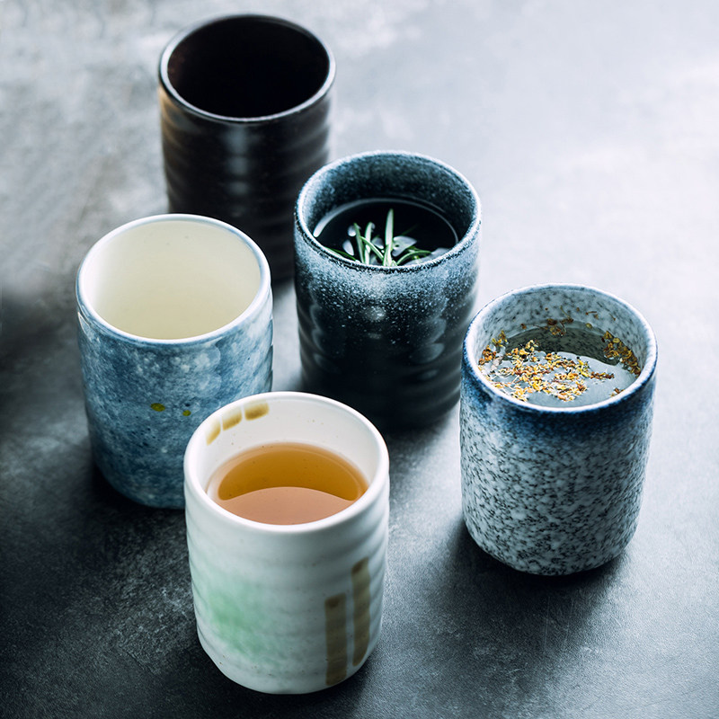 日式复古陶瓷茶杯直身杯主人杯单杯和风酒杯喝茶水杯杯子茶杯单个_虎窝淘