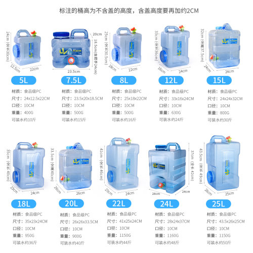 PC水桶户外方型自驾水桶野营家用泡茶储水桶食品级功夫茶手提水桶 - 图2