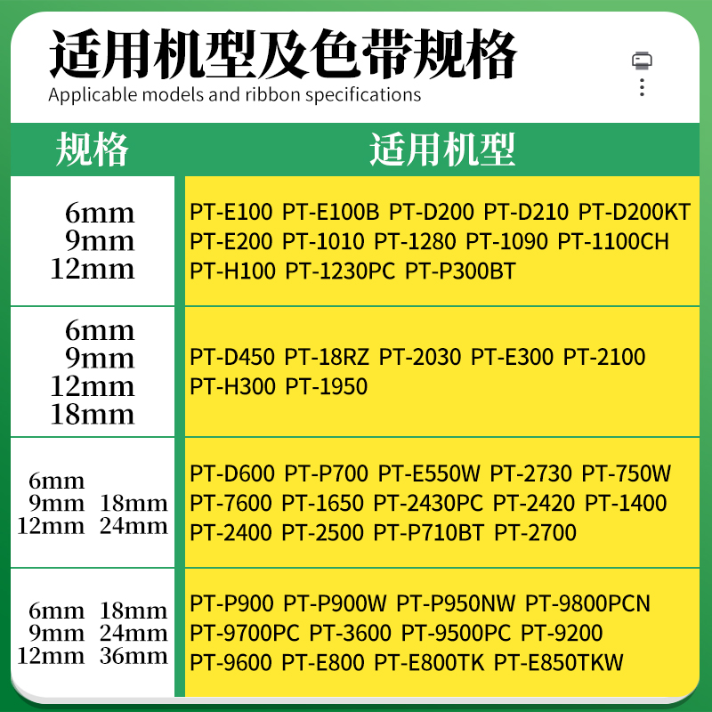 双杰适用兄弟 TZe-Z131 Z421 Z431 Z531 Z621标签色带 覆膜 黄底黑字 透明底黑字 红底黑字 蓝底黑字 带芯片 - 图1