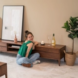 Детский телевизионный шкаф Комбинация журнальный столик Современный минималистская гостиная домохозяйство северное черное ореховое дерево