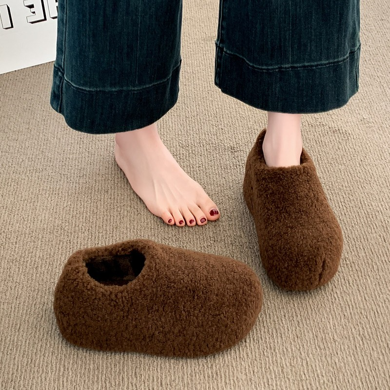 厚底内增高毛毛鞋女外穿2025冬季新款加绒保暖勃肯包头半拖棉拖鞋,淘宝优惠券,粉丝福利购,淘宝优惠卷
