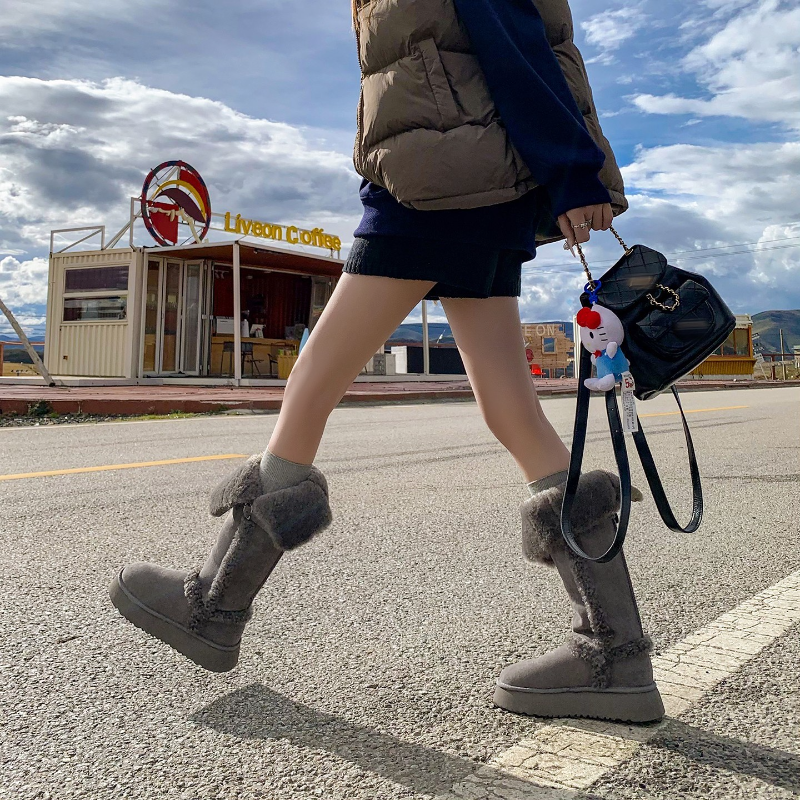 厚底灰色雪地靴女2025冬季新款中长筒毛毛加绒保暖高筒靴棉鞋棉靴,淘宝优惠券,粉丝福利购,淘宝优惠卷