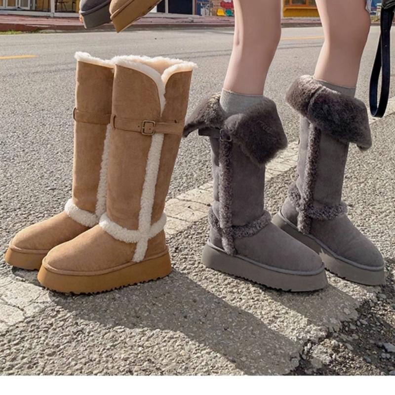 厚底灰色雪地靴女2025冬季新款中长筒毛毛加绒保暖高筒靴棉鞋棉靴,淘宝优惠券,粉丝福利购,淘宝优惠卷