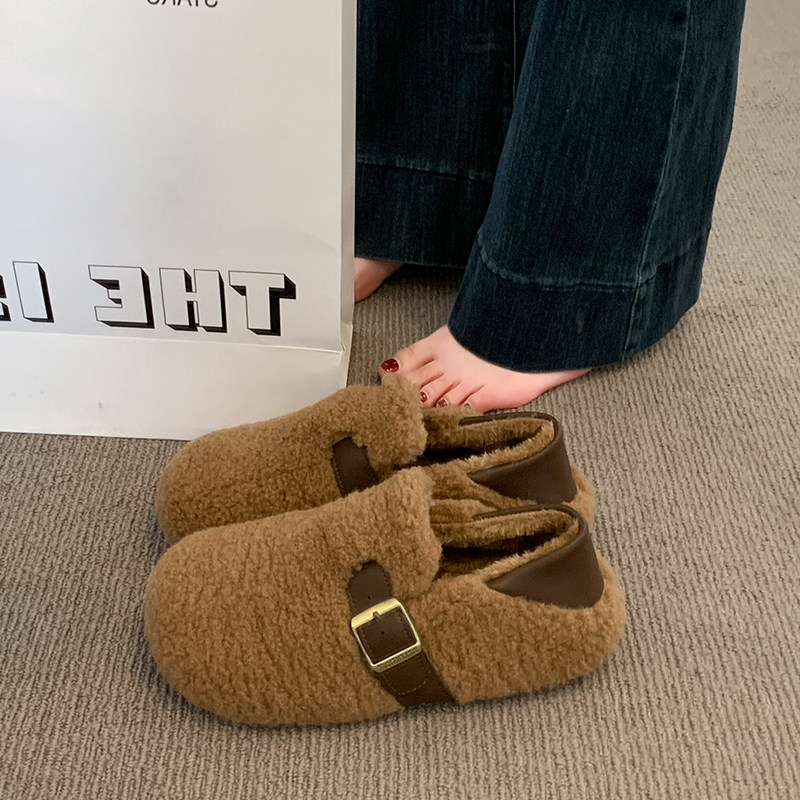 厚底勃肯鞋女2025新款秋冬季加绒保暖棉鞋一脚蹬懒人毛毛鞋豆豆鞋,淘宝优惠券,粉丝福利购,淘宝优惠卷