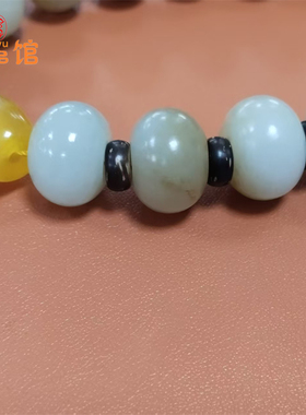 糖白玉十八子手持俄料巴沙料算盘珠+椰壳隔片渐变色