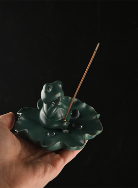 香插青蛙手工可爱迷你茶宠不说