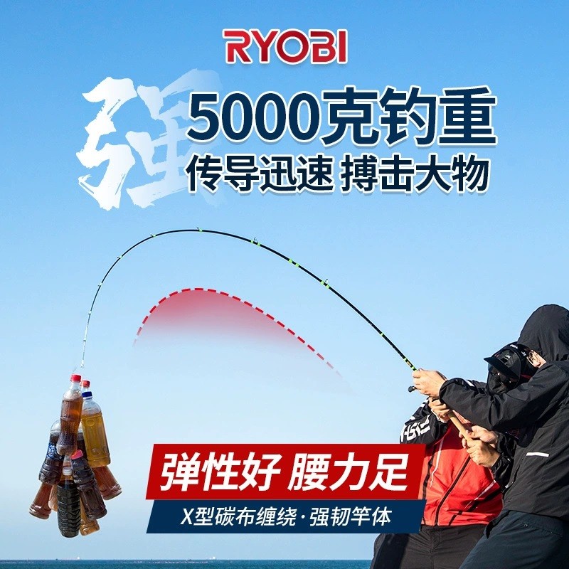 RYOBI/利优比路亚竿套装全套远投抛竿海竿ML调1.8米路亚杆黑鱼翘