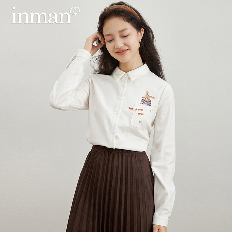 茵曼旗舰店绣花2021冬季新款衬衫 茵曼筱茵衬衫