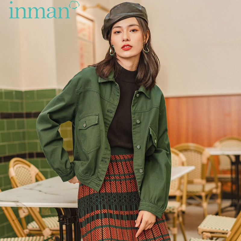 茵曼旗舰店牛仔春秋季2020新款夹克 茵曼筱茵短外套