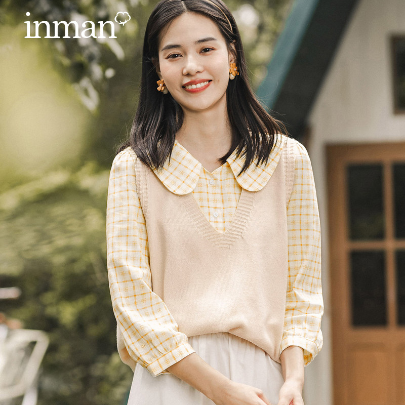 茵曼v领毛衣2020秋装新款套头马甲 茵曼筱茵毛衣