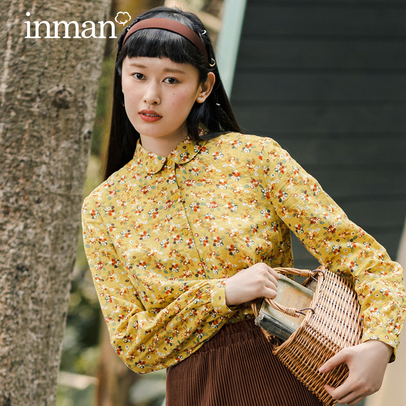 茵曼长袖小众港味碎花2020花衬衫 茵曼筱茵衬衫