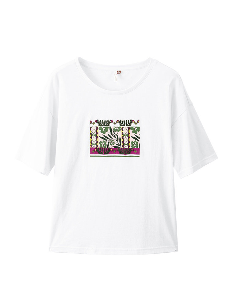 茵曼旗舰店2020夏装新款绣花t恤 茵曼筱茵T恤