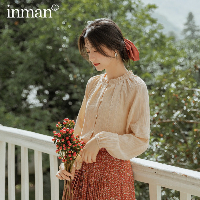 茵曼长袖复古甜美2020早秋新款衬衫 茵曼筱茵衬衫