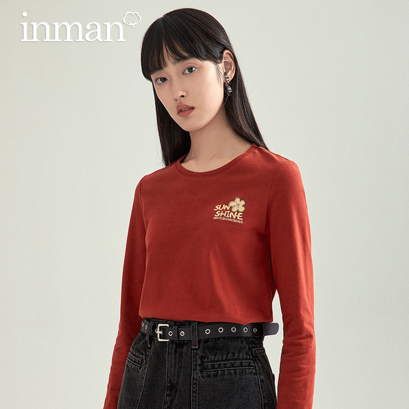茵曼旗舰店长袖t恤2021秋装新款 茵曼筱茵T恤