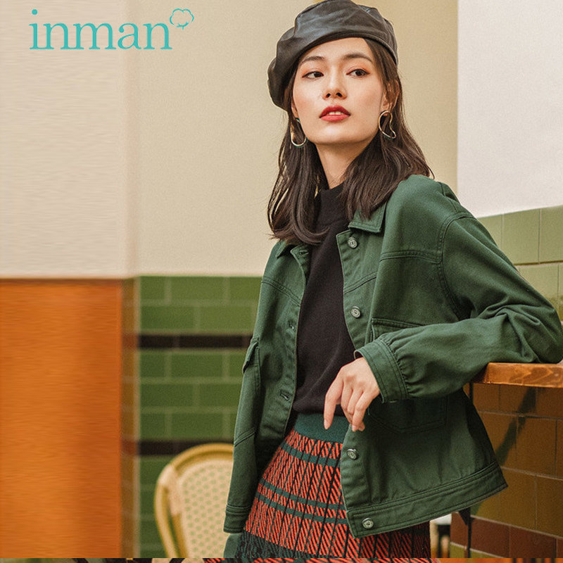 茵曼旗舰店牛仔春秋季2020新款夹克 茵曼筱茵短外套