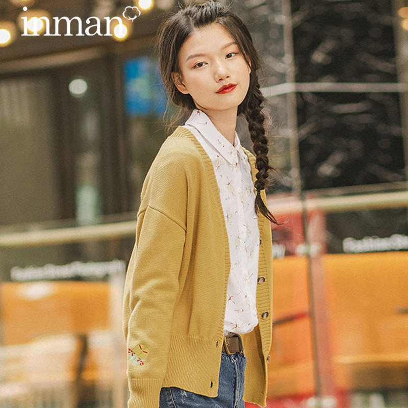 茵曼旗舰店针织2020新款短款潮开衫 茵曼筱茵毛衣
