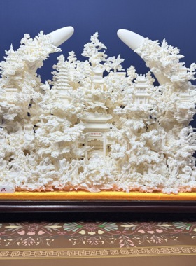 骨雕摆件大型雕刻艺术品骨雕工艺品新款摆件精品艺术骨雕星级摆件