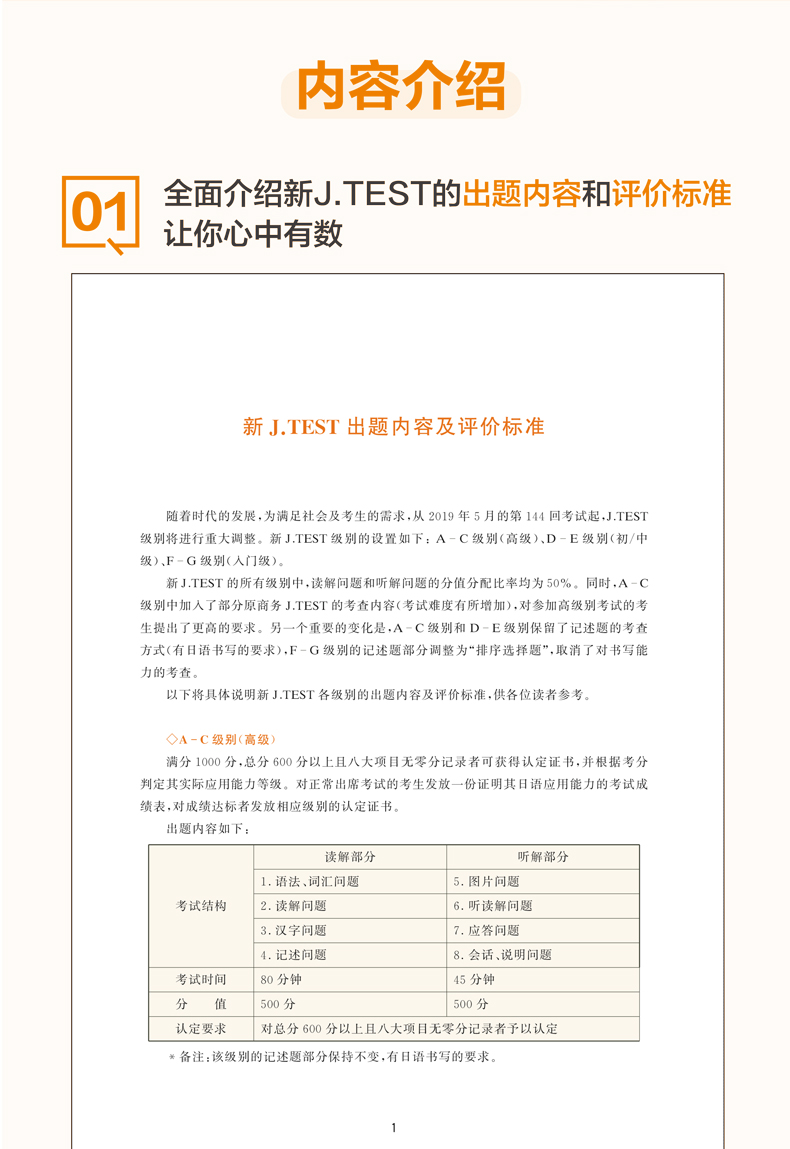 正版新J.TEST实用日本语检定考试大纲与真题演练 D-E级 F-G级 jtest日语N1N2N3N4N5自学习高考日语词汇语法能力考试教材书籍-图1