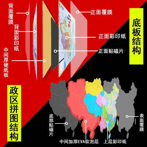 中国地图拼图磁力初中生高中小学生世界磁铁行政简称地理墙贴磁吸 - 图1