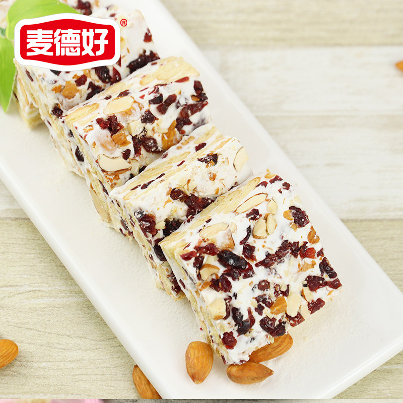 麦德好果仁雪花酥500g散装手工饼干糕点牛扎糖蔓越莓年货零食小吃