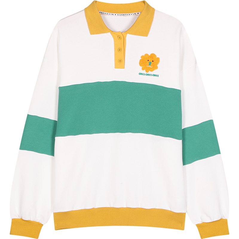 库恩玛维旗舰店日系卫衣女设计感小众春秋薄款翻领Polo衫年新款宽松长袖上衣3