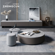 Italian Style Light Lavish Rockboard Tea Table Modern Minima Nordic Living Room Retractable Tea Table TV Cabinet