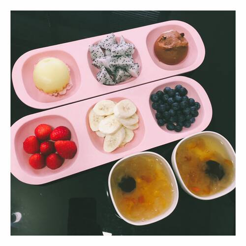 ins餐具三格盘 宝宝辅食分格盘碗叉勺套装韩式宝宝辅食 - 图2