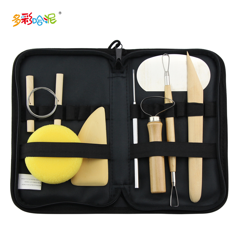 木质陶艺工具8件套陶泥泥塑软陶泥工具套装油泥修坯刀刮刀铝棒针 - 图3