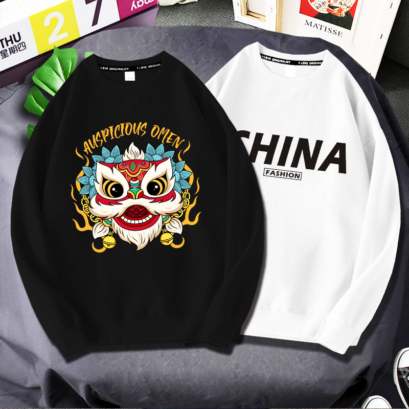 潮牌ins圆领宽松春秋季男士卫衣 威狮格卫衣