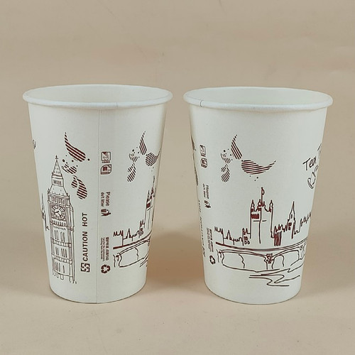 8/12/14/16A盎司一次性豆浆杯咖啡纸杯子可印logo加厚咖啡杯奶茶 - 图2