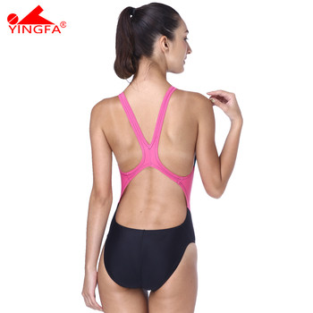 Yingfa professional swimsuit women's one-piece triangle color match matching slimming large racing training swimsuit ໄວແຫ້ງໄວ