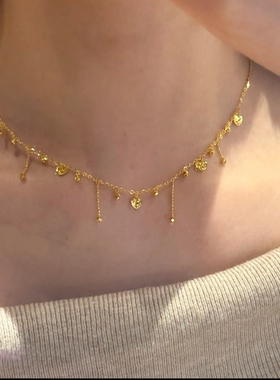 金色爱心流苏时尚百搭项链女