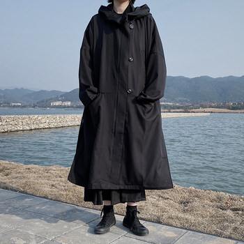 Yamamoto Dark Niche Street Windbreaker ສໍາລັບຜູ້ຊາຍແລະແມ່ຍິງ 2023 Spring Over-the-Knee Long Loose Hooded Jacket for Students