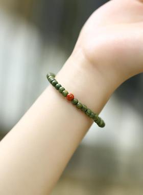 简约檀木手链细小纤细款绿檀手链女复古民族风手串男学生情侣单圈