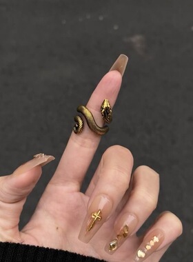 暗黑冷淡金蛇形朋克可调女戒