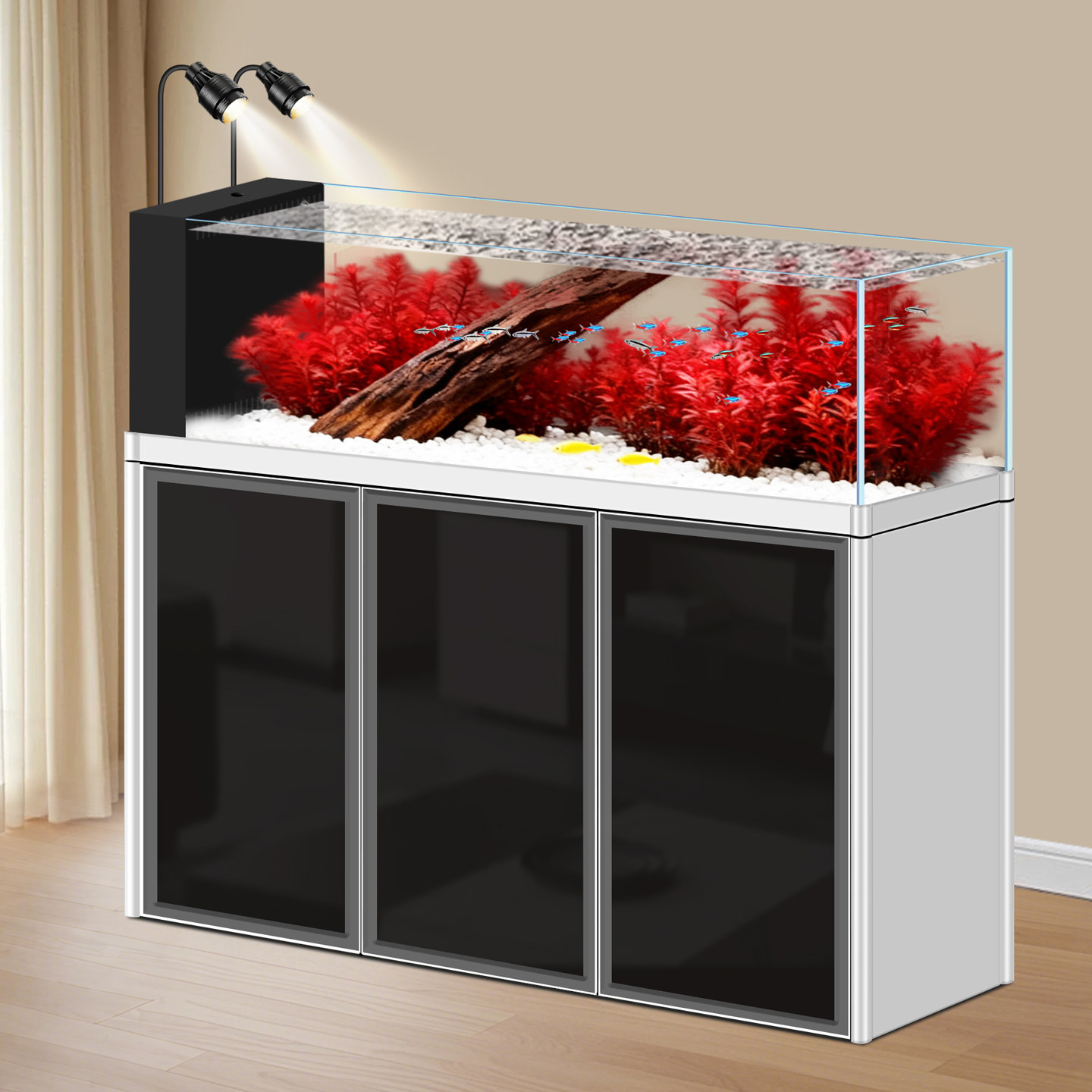 2026新款铝合金高级圆角底柜原生态造景溪流缸超白玻璃客厅水族箱,淘宝优惠券,粉丝福利购,淘宝优惠卷