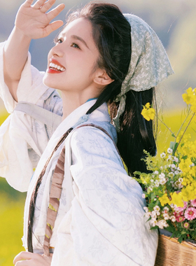 张婧仪同款绿色头巾头饰