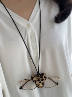 豹纹眼镜挂绳项链配饰