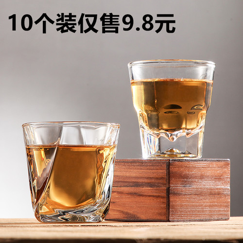 钢化玻璃酒杯八角杯洋酒杯四方杯酒吧啤酒杯耐热加厚KTV家用套装 - 图2