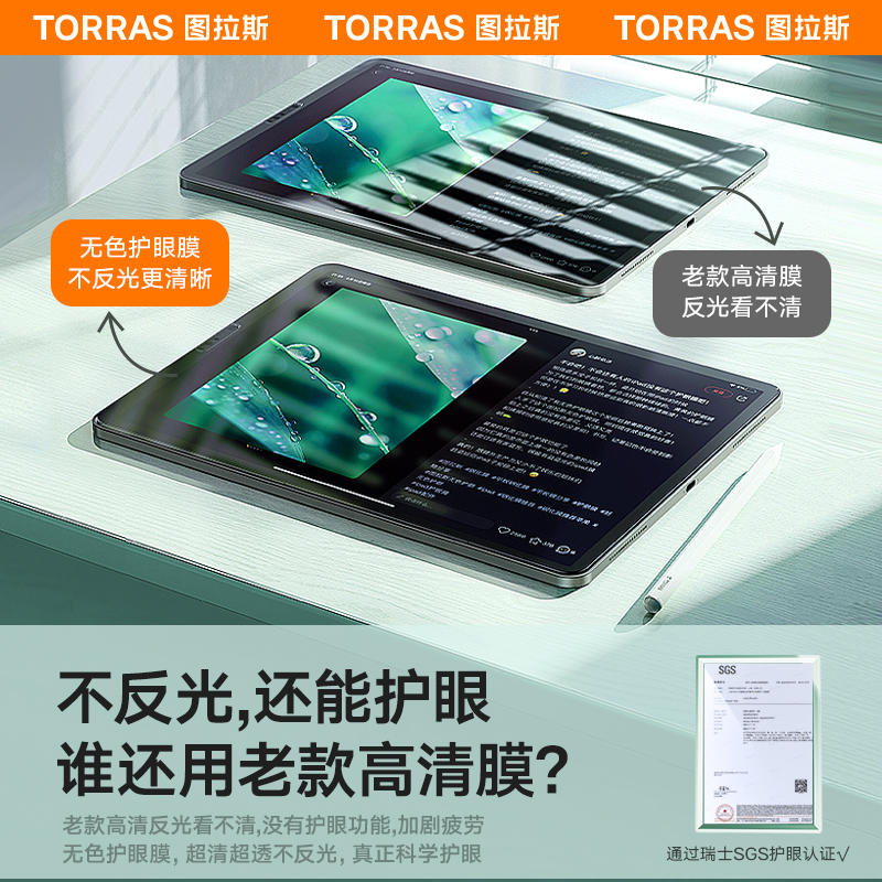 图拉斯iPadPro钢化膜2024Air6新款无色护眼ar5保护平板贴膜10适用苹果防蓝光9儿童2022寸mini6九4第十代8屏保 - 图1