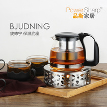 Stainless Steel Tea Candle Insulated Tea Ware Flower Teapot Tea Set With Cup Suit Heating Base Teapot Boiled Tea Warm Tea Stove