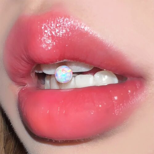 316L医用钢钛钢欧泊石防过敏舌钉舌环Tongue Ring - 图1