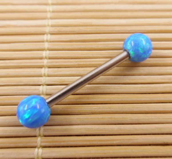 316L医用钢钛钢欧泊石防过敏舌钉舌环Tongue Ring_虎窝淘
