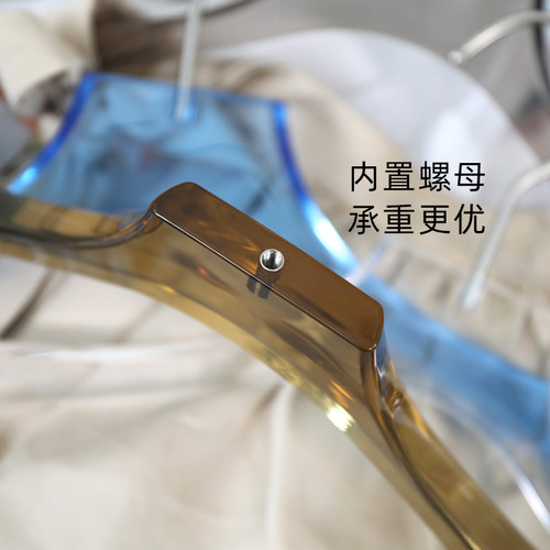 家用亚克力衣架高档婚纱皮草专用羊绒大衣挂女装透明水晶衣撑裤夹 - 图1
