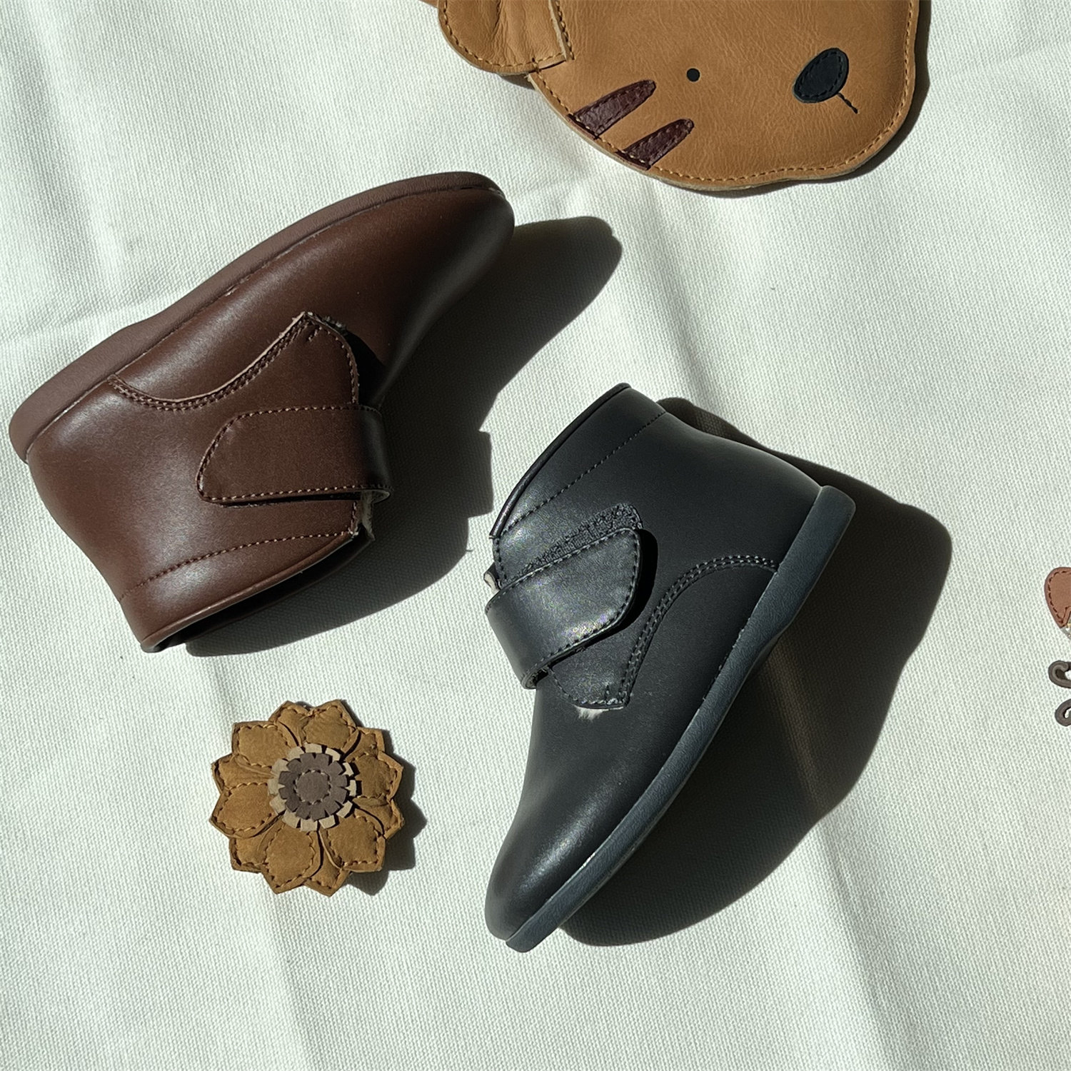 5Z 清仓西班牙Little Winkaa LW儿童加绒小皮鞋魔术贴秋冬 - 图1