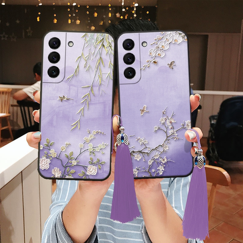 适用三星s25立体s24浮雕s23花鸟ultra柳枝s22手机壳a54蝴蝶+文创note20花朵a35国风a53妈妈a55软壳21fe新中式 - 图3