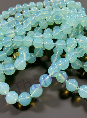 VH打标绿色果冻琉璃珠超长项链