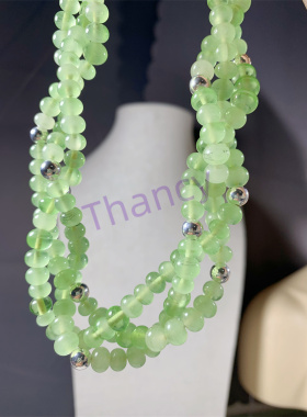 SP打标葡萄绿色琉璃编织项链