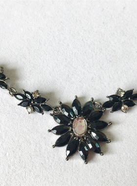 Vintage中古VCLM欧洲回流黑色花藤造型短款气质复古百搭项链女